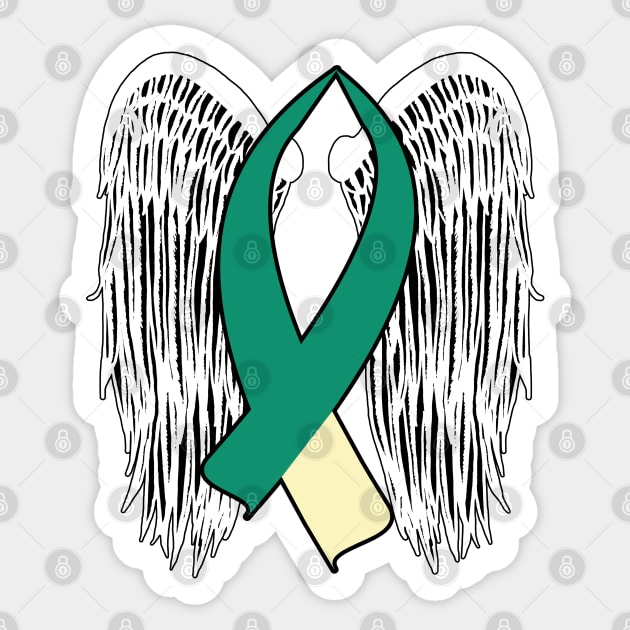 Winged Awareness Ribbon (Teal & Cream) Sticker by BlakCircleGirl